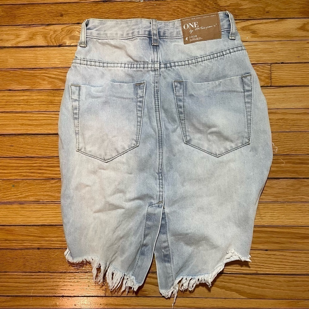 ONE Teaspoon 2020 High Waist Long Rise Super Fitted Mid Length Denim Skirt - Picture 8 of 9